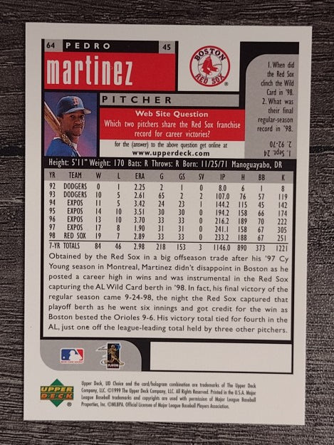 1999 UD Choice #64 Pedro Martinez