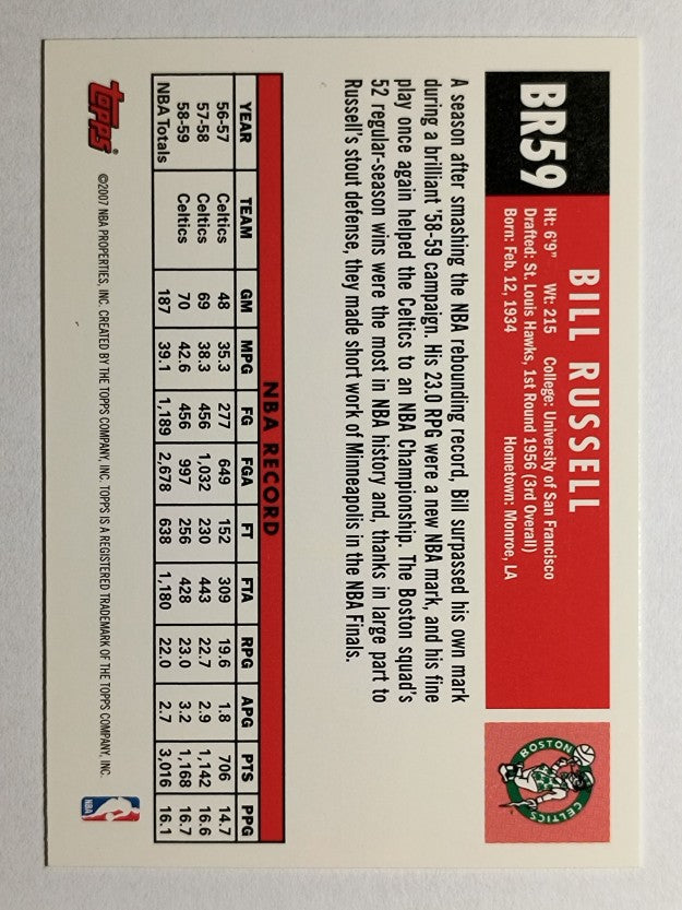 2007-08 Topps Bill Russell The Missing Years #BR59 Bill Russell
