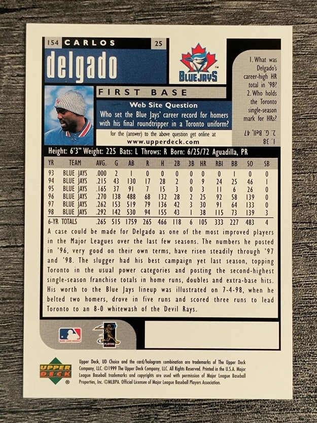 1999 UD Choice #154 Carlos Delgado