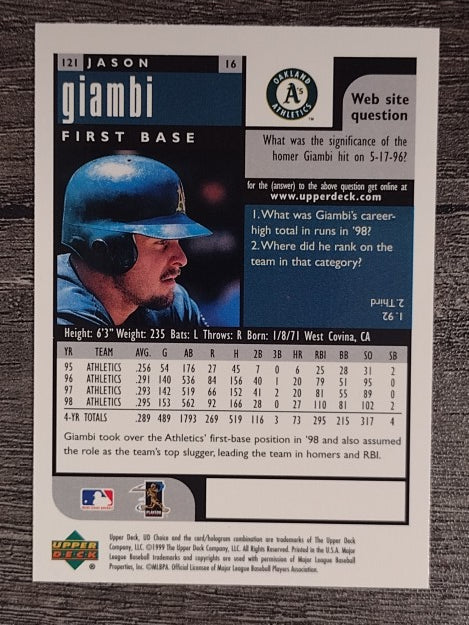 1999 UD Choice #121 Jason Giambi
