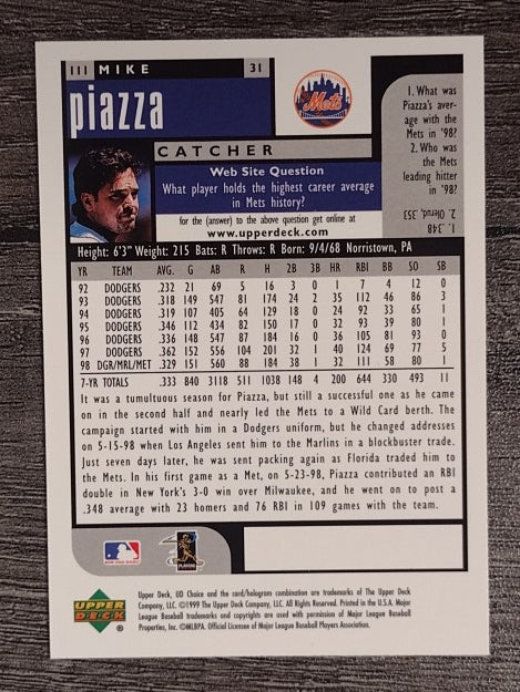1999 UD Choice #111 Mike Piazza