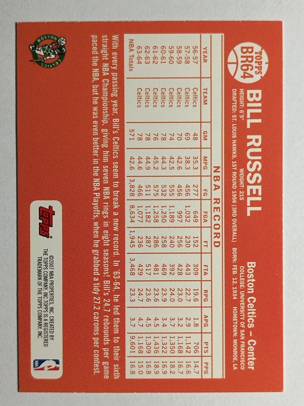 2007-08 Topps Bill Russell The Missing Years #BR64 Bill Russell