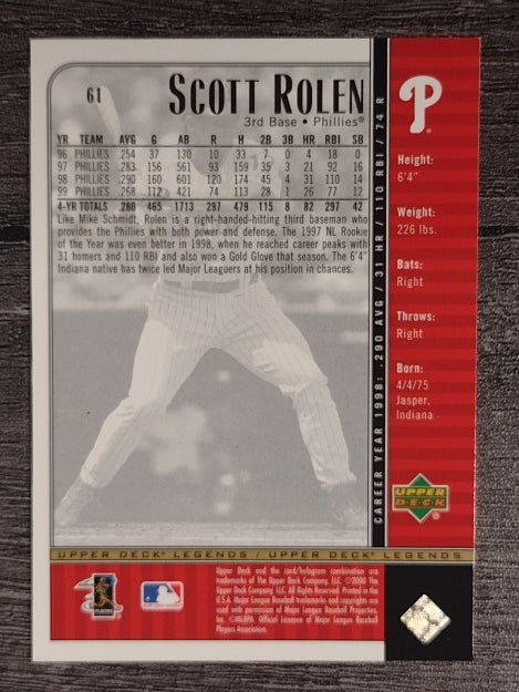 2000 Upper Deck Legends #61 Scott Rolen