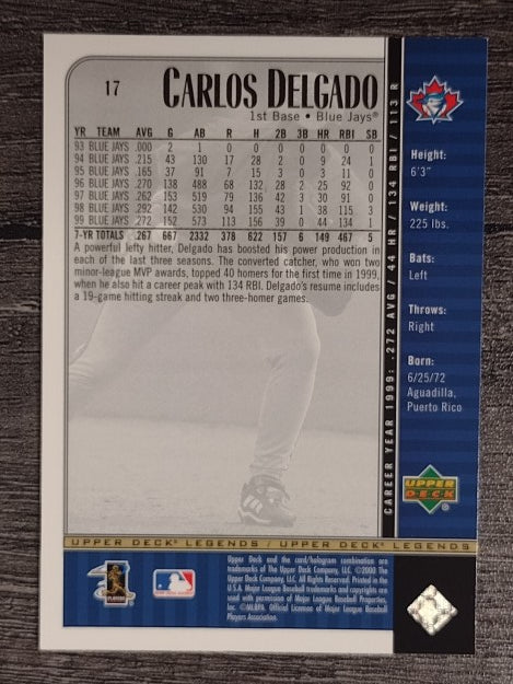 2000 Upper Deck Legends #17 Carlos Delgado