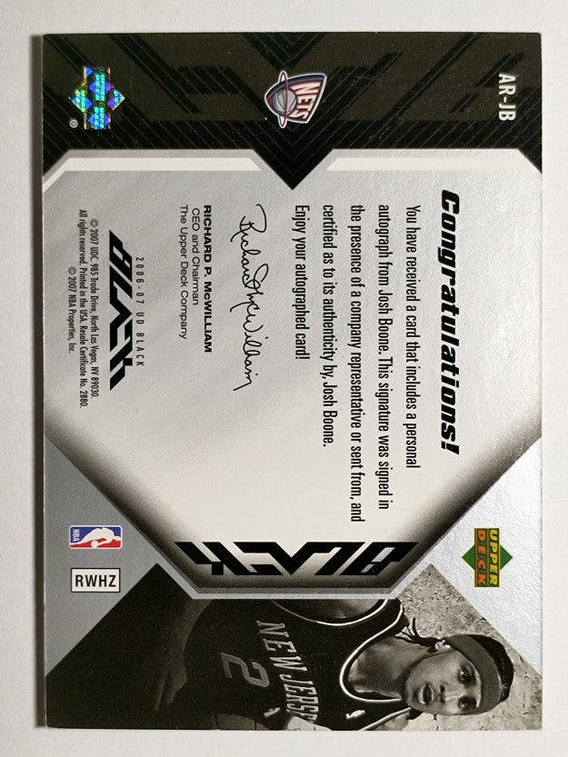2006-07 UD Black Autographs Rookies #JB Josh Boone
