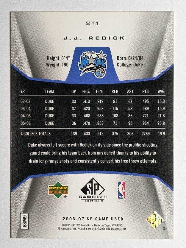 2006-07 SP Game Used #211 J.J. Redick RC