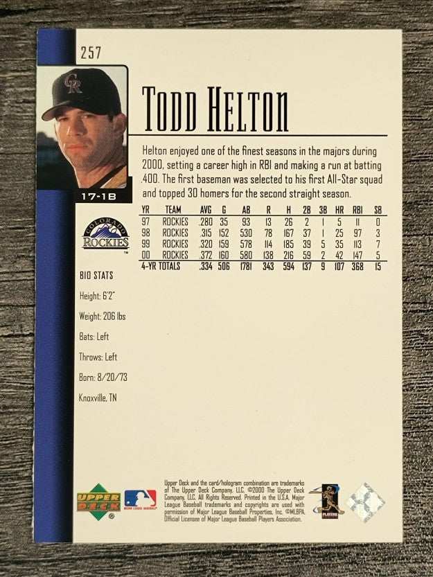 2001 Upper Deck #257 Todd Helton
