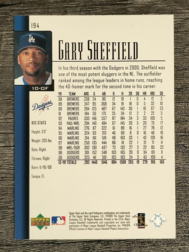 2001 Upper Deck #194 Gary Sheffield