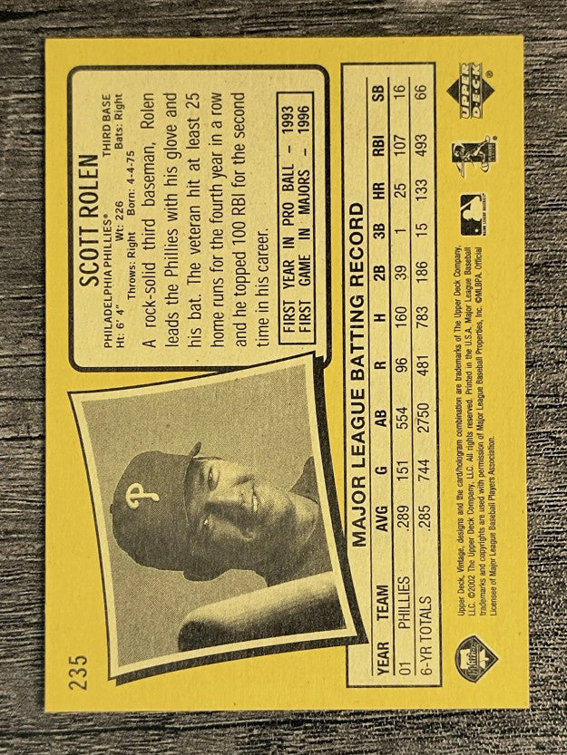 2002 Upper Deck Vintage #235 Scott Rolen