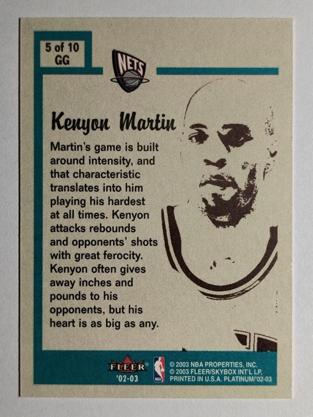 2002-03 Fleer Platinum Guts and Glory #5GG Kenyon Martin
