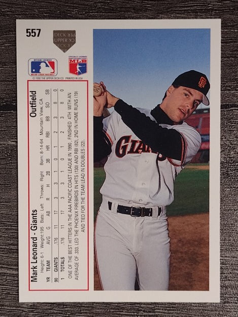 1991 Upper Deck #557 Mark Leonard RC