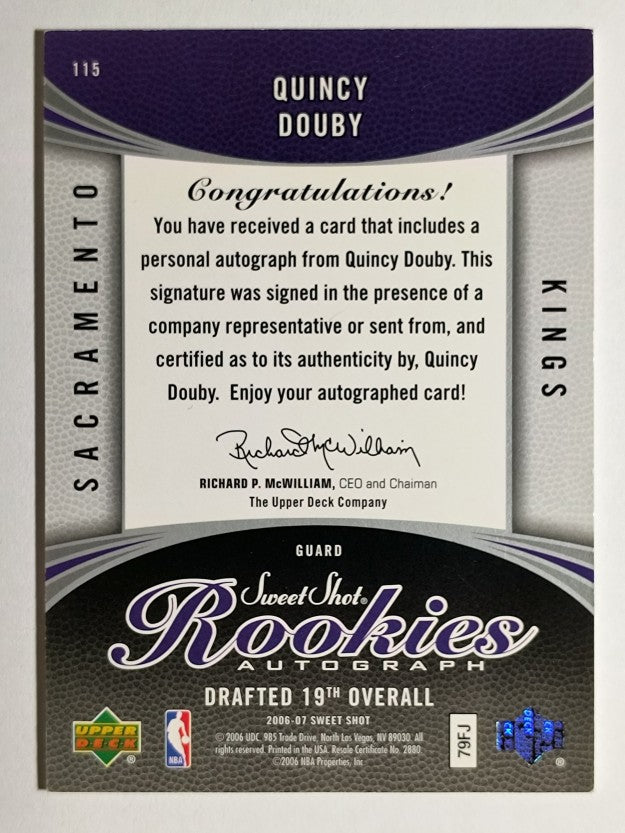 2006-07 Sweet Shot #115 Quincy Douby AU RC