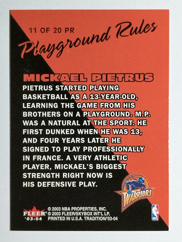 2003-04 Fleer Tradition Playground Rules #11 Mickael Pietrus