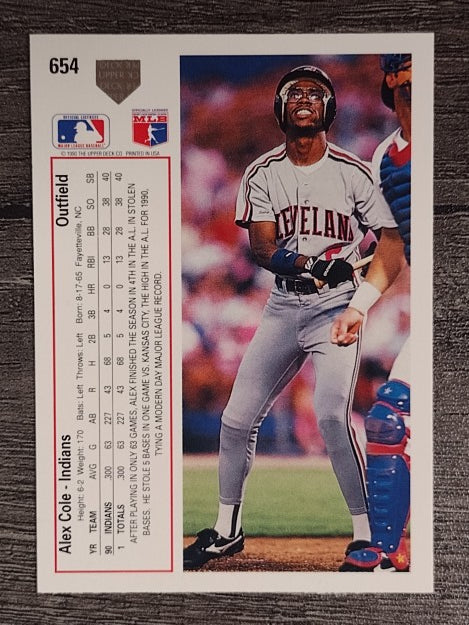1991 Upper Deck #654 Alex Cole
