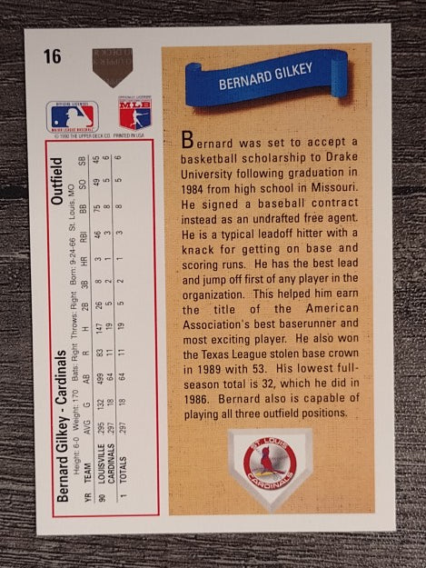 1991 Upper Deck #16 Bernard Gilkey