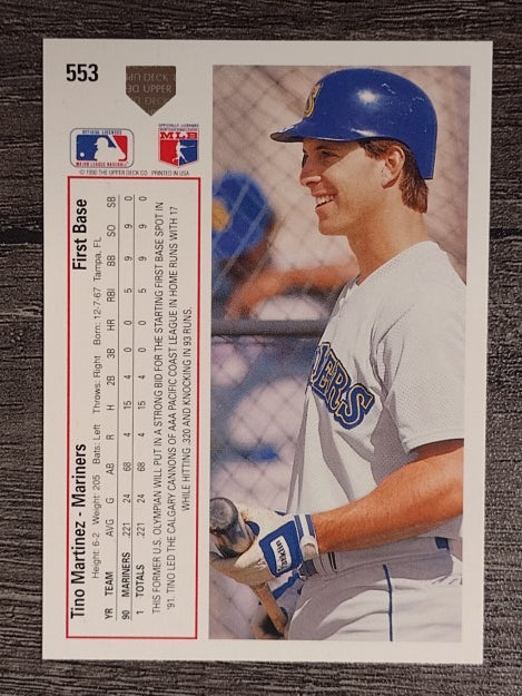 1991 Upper Deck #553 Tino Martinez