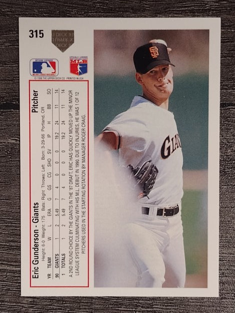 1991 Upper Deck #315 Eric Gunderson