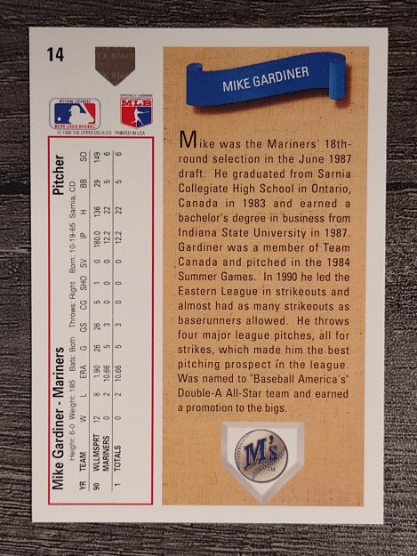 1991 Upper Deck #14 Mike Gardiner RC