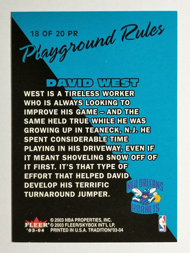 2003-04 Fleer Tradition Playground Rules #18 David West