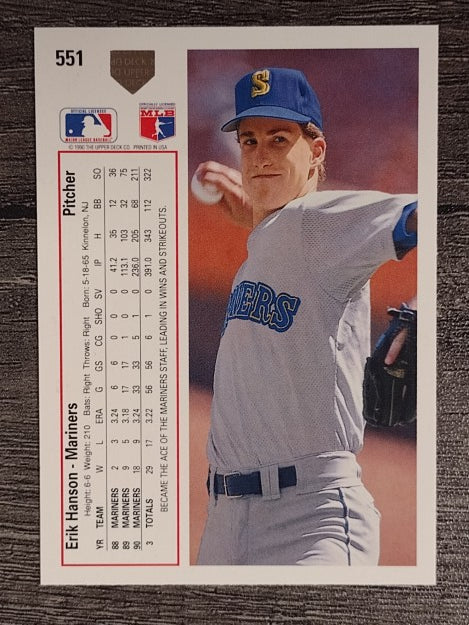 1991 Upper Deck #551 Erik Hanson