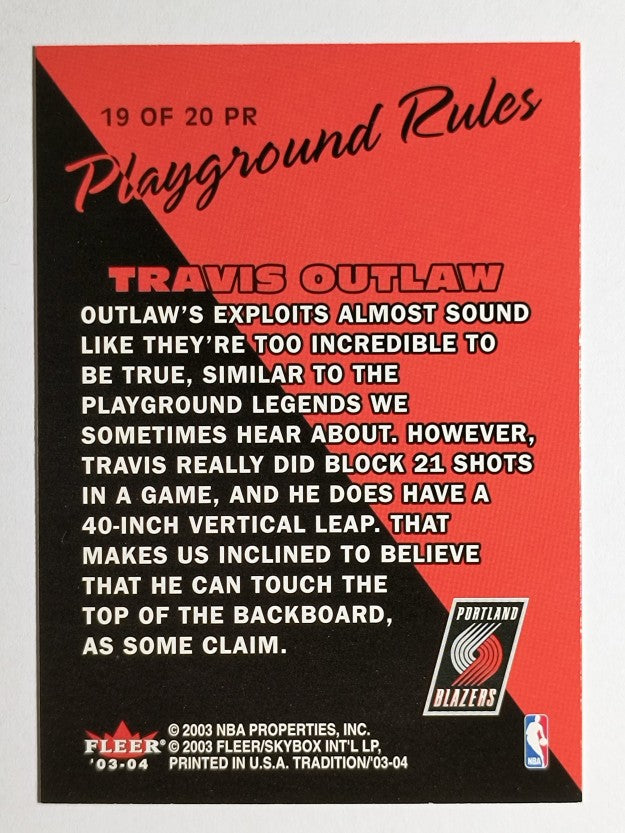 2003-04 Fleer Tradition Playground Rules #19 Travis Outlaw