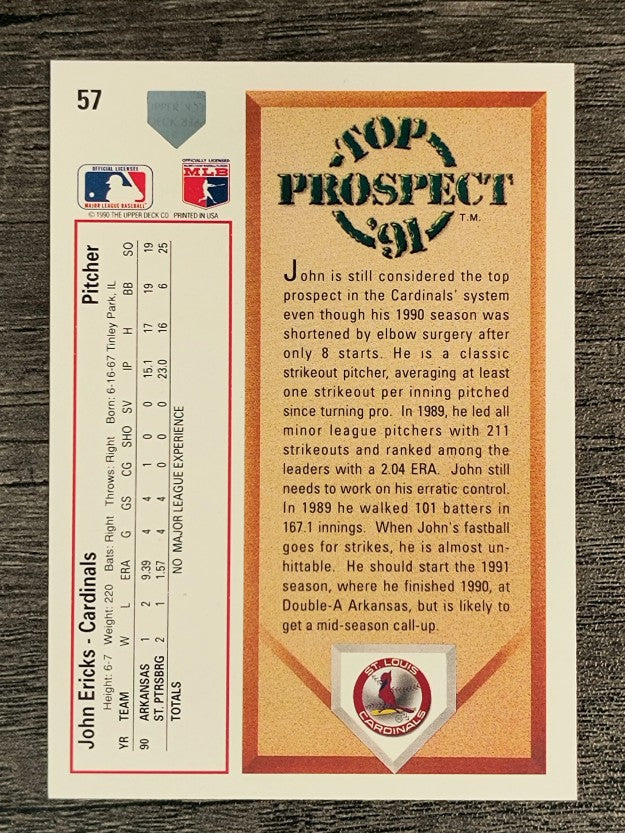 1991 Upper Deck #57 John Ericks