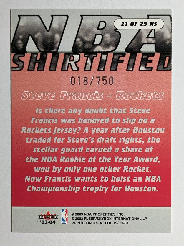 2003-04 Fleer Focus NBA Shirtified #21 Steve Francis
