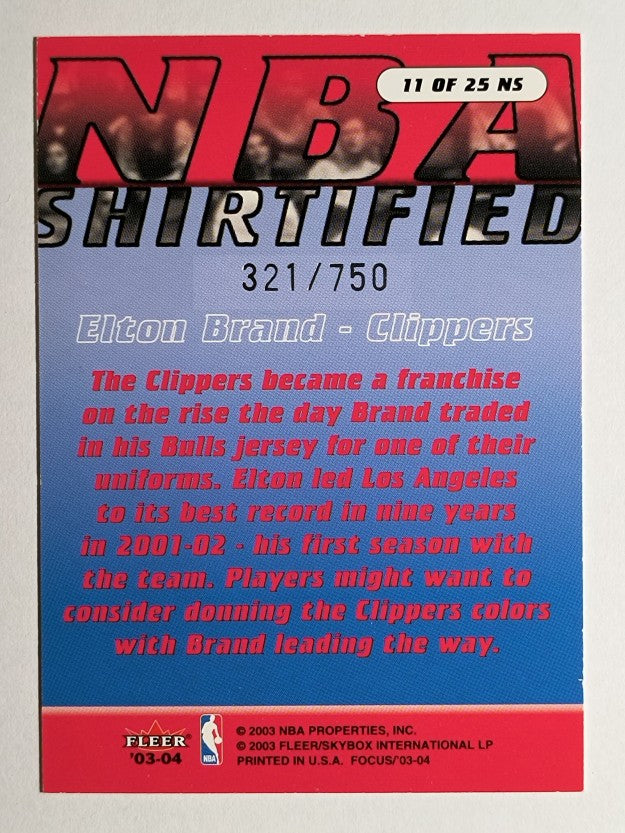 2003-04 Fleer Focus NBA Shirtified #11 Elton Brand