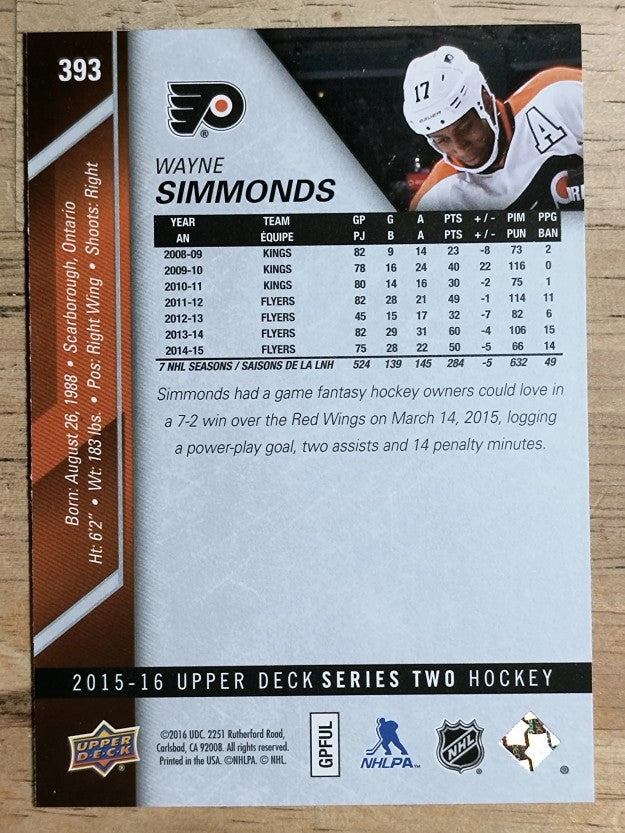 2015-16 Upper Deck #393 Wayne Simmonds