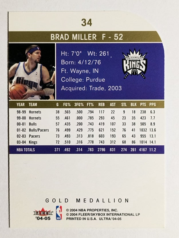 2004-05 Ultra Gold Medallion #34 Brad Miller