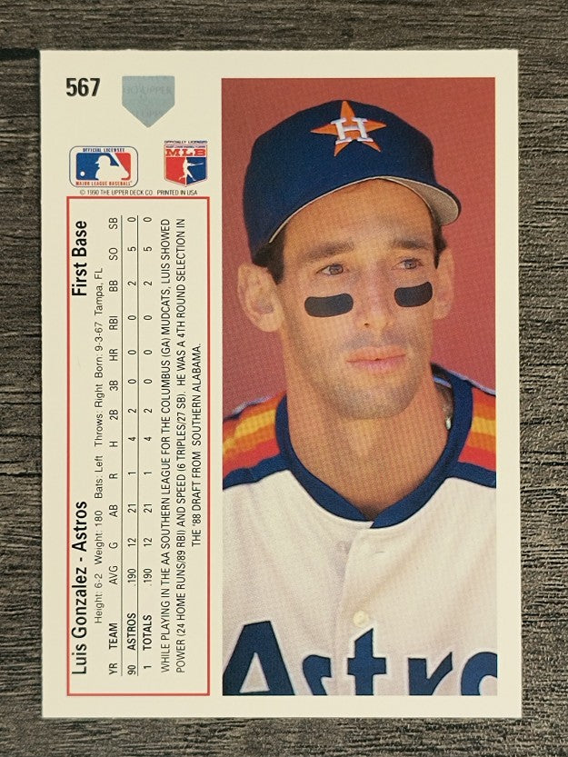 1991 Upper Deck #567 Luis Gonzalez RC