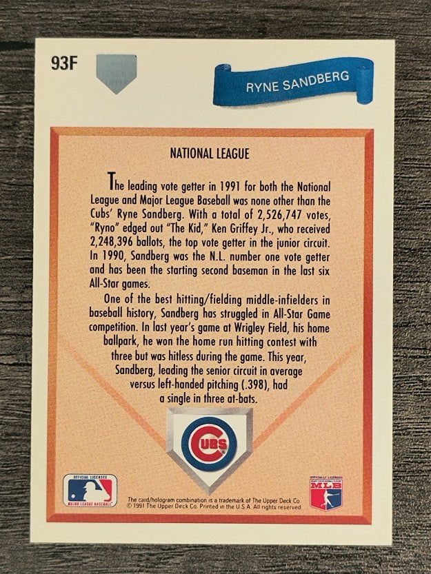 1991 Upper Deck Final Edition #93F Ryne Sandberg AS