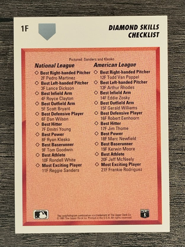 1991 Upper Deck Final Edition #1F Ryan Klesko/Reggie Sanders CL
