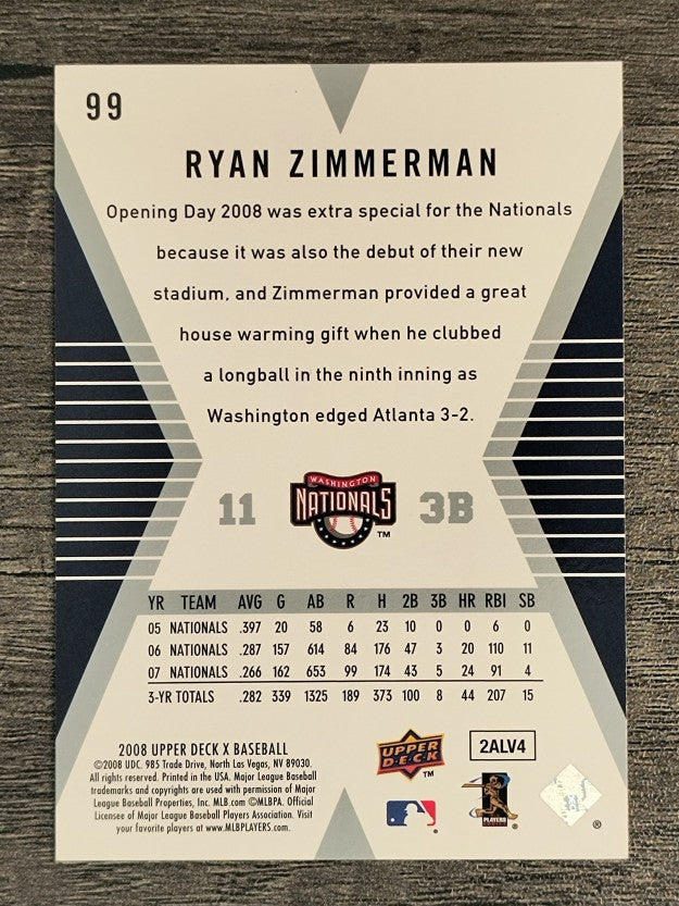 2008 Upper Deck X #99 Ryan Zimmerman