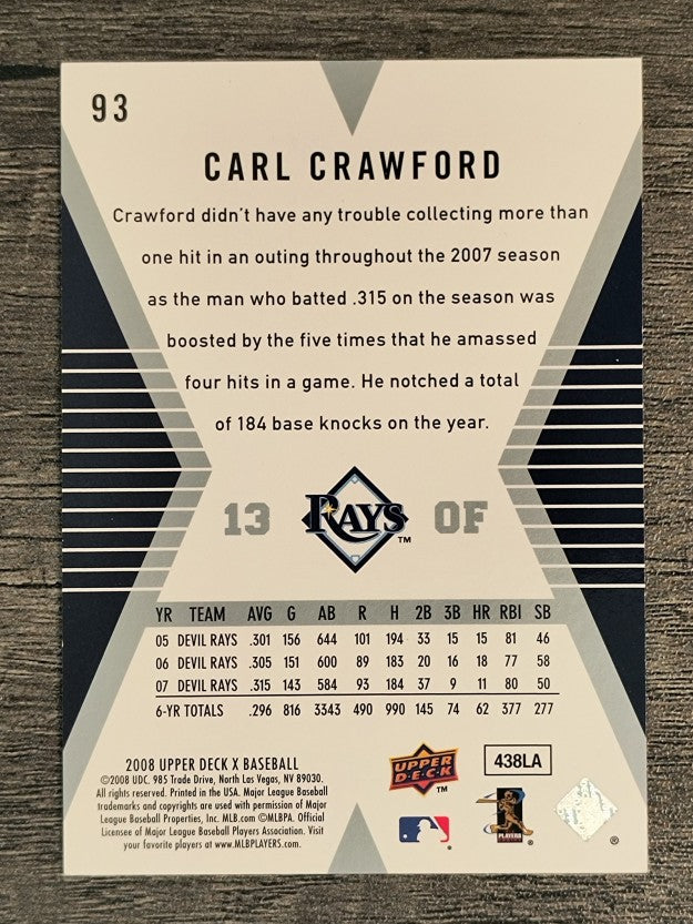 2008 Upper Deck X #93 Carl Crawford