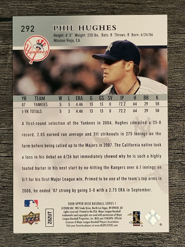 2008 Upper Deck #292 Phil Hughes