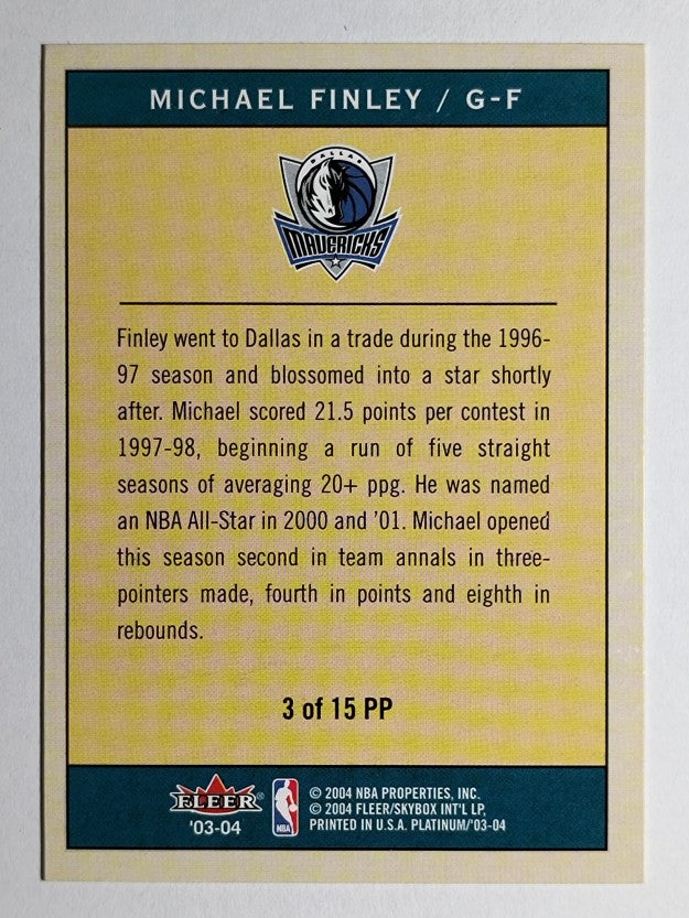 2003-04 Fleer Platinum Portraits #3 Michael Finley