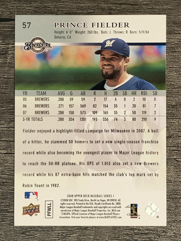 2008 Upper Deck #57 Prince Fielder