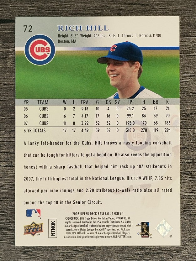 2008 Upper Deck #72 Rich Hill