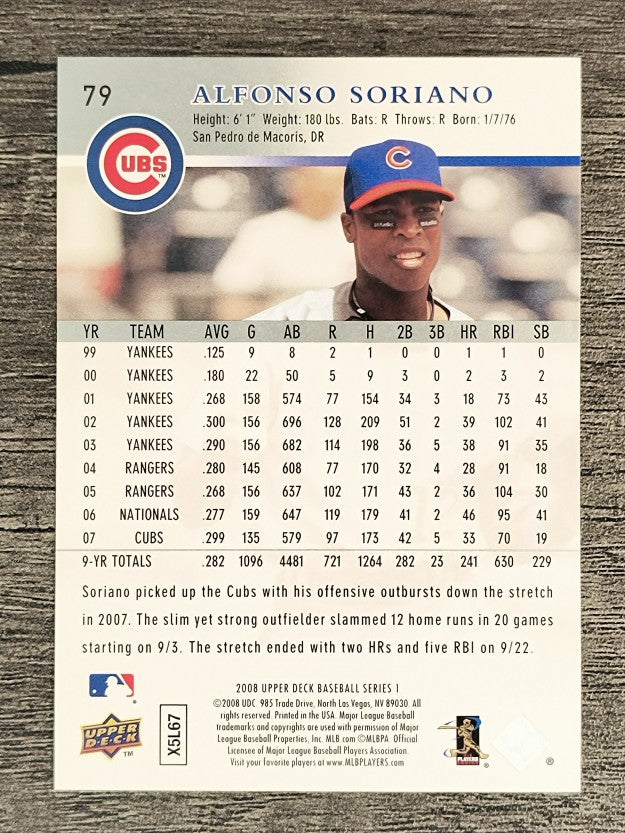 2008 Upper Deck #79 Alfonso Soriano
