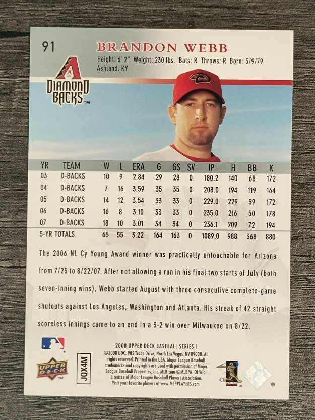 2008 Upper Deck #91 Brandon Webb