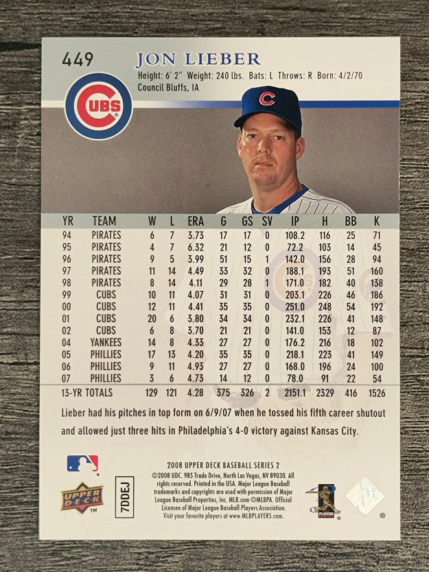 2008 Upper Deck #449 Jon Lieber