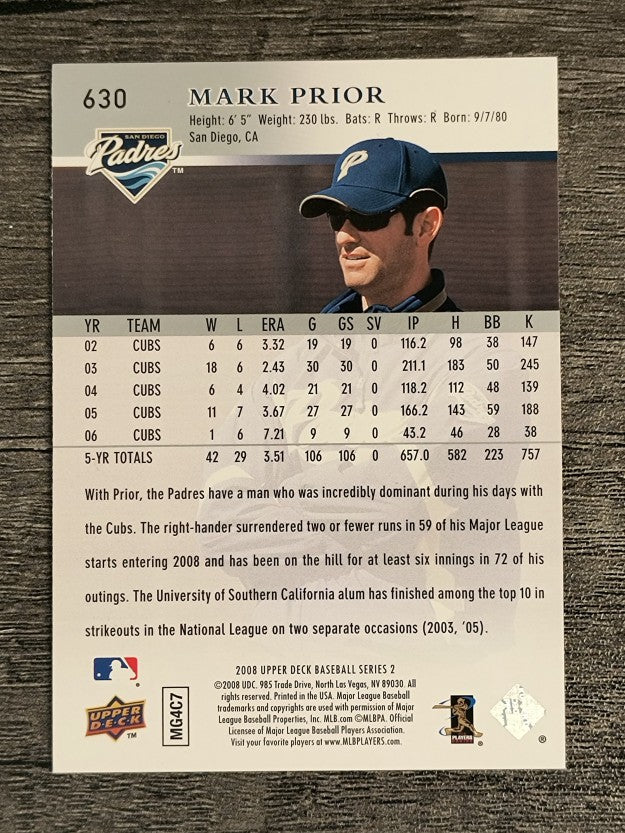 2008 Upper Deck #630 Mark Prior