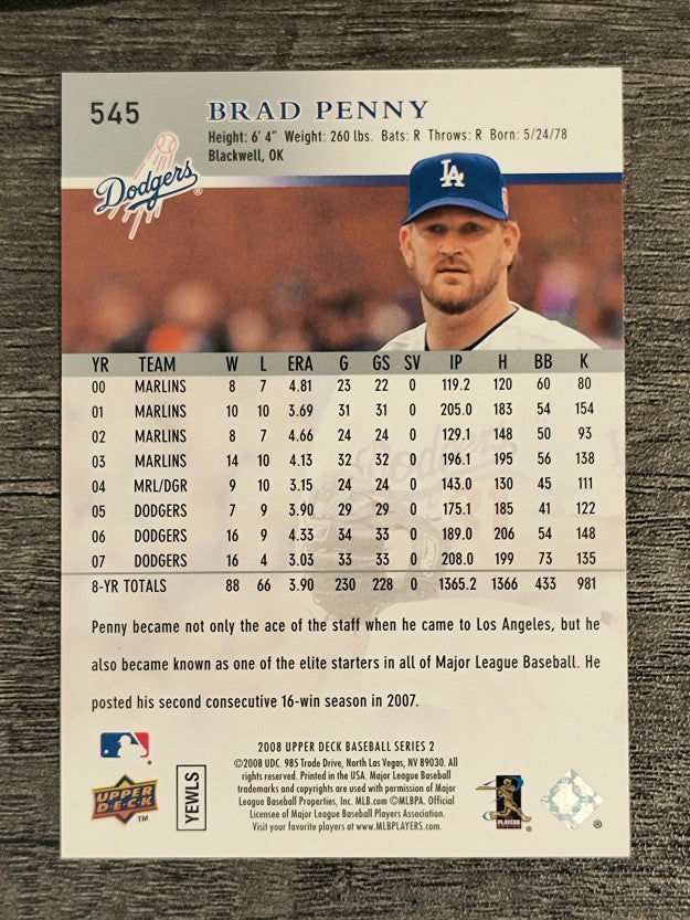 2008 Upper Deck #545 Brad Penny