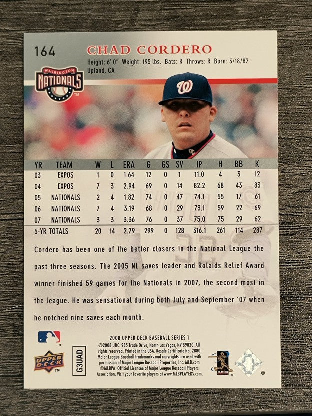 2008 Upper Deck #164 Chad Cordero