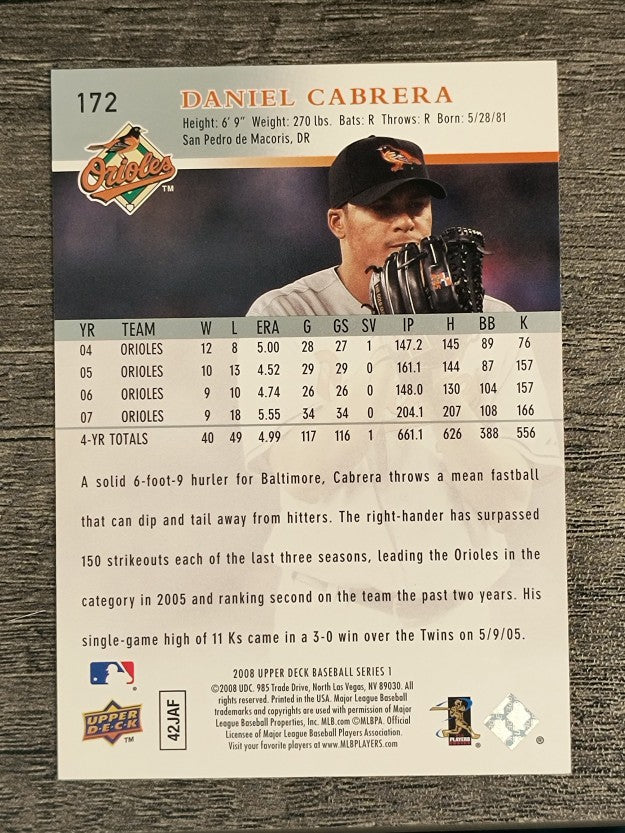 2008 Upper Deck #172 Daniel Cabrera