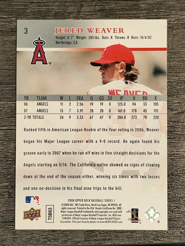 2008 Upper Deck #3 Jered Weaver