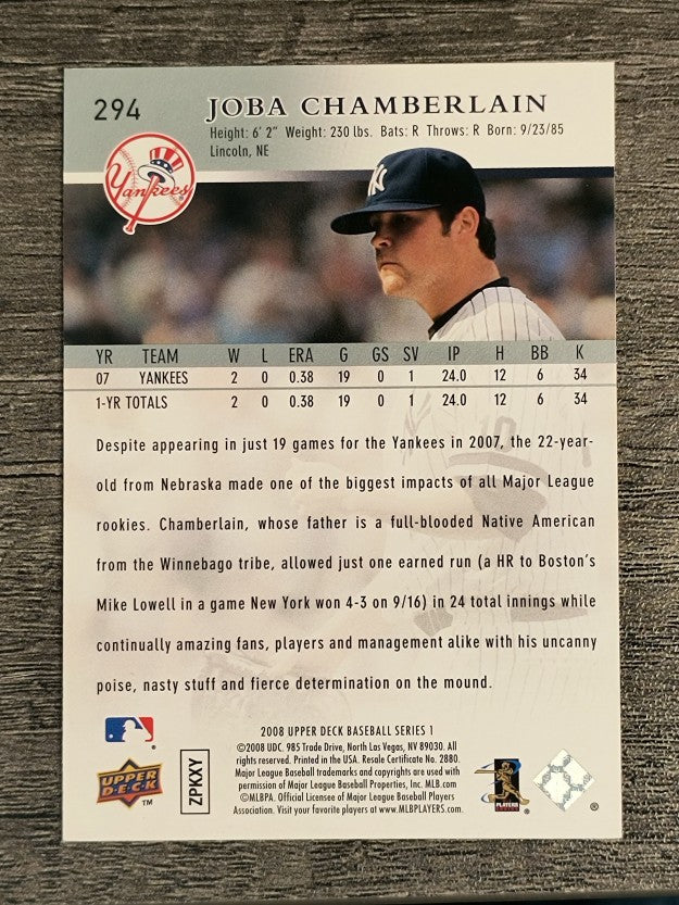 2008 Upper Deck #294 Joba Chamberlain