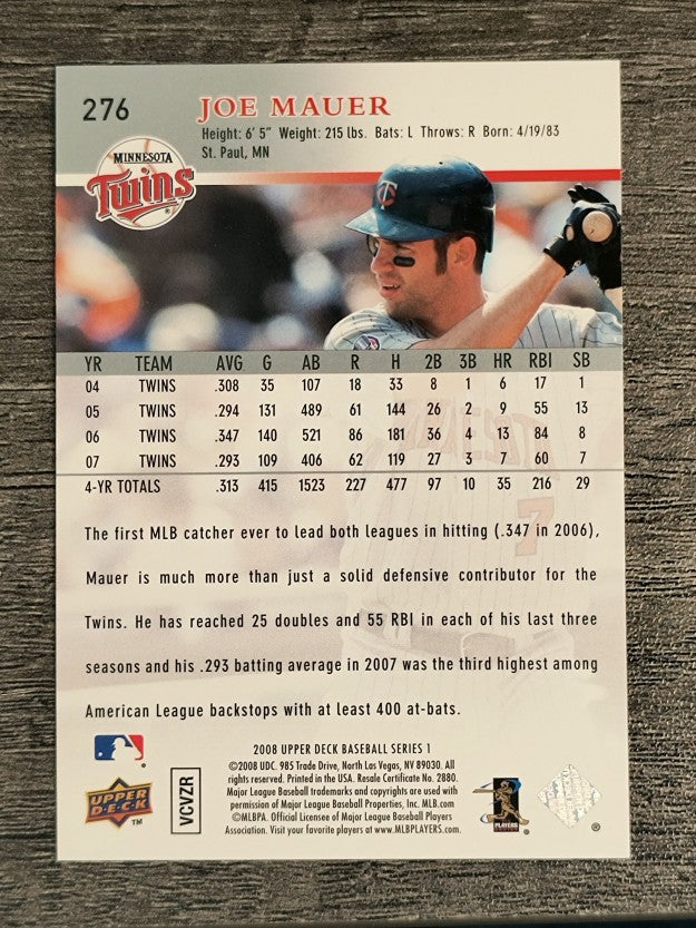 2008 Upper Deck #276 Joe Mauer
