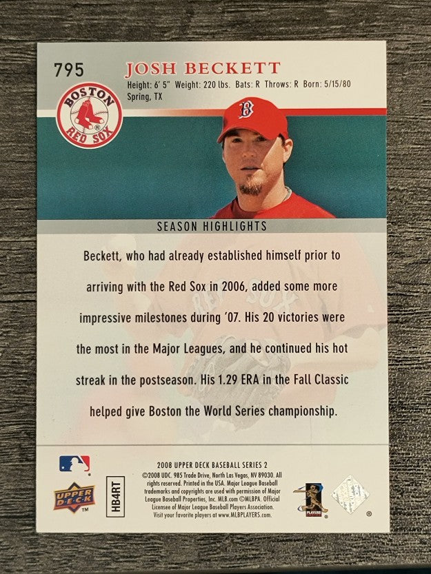 2008 Upper Deck #795 Josh Beckett SH